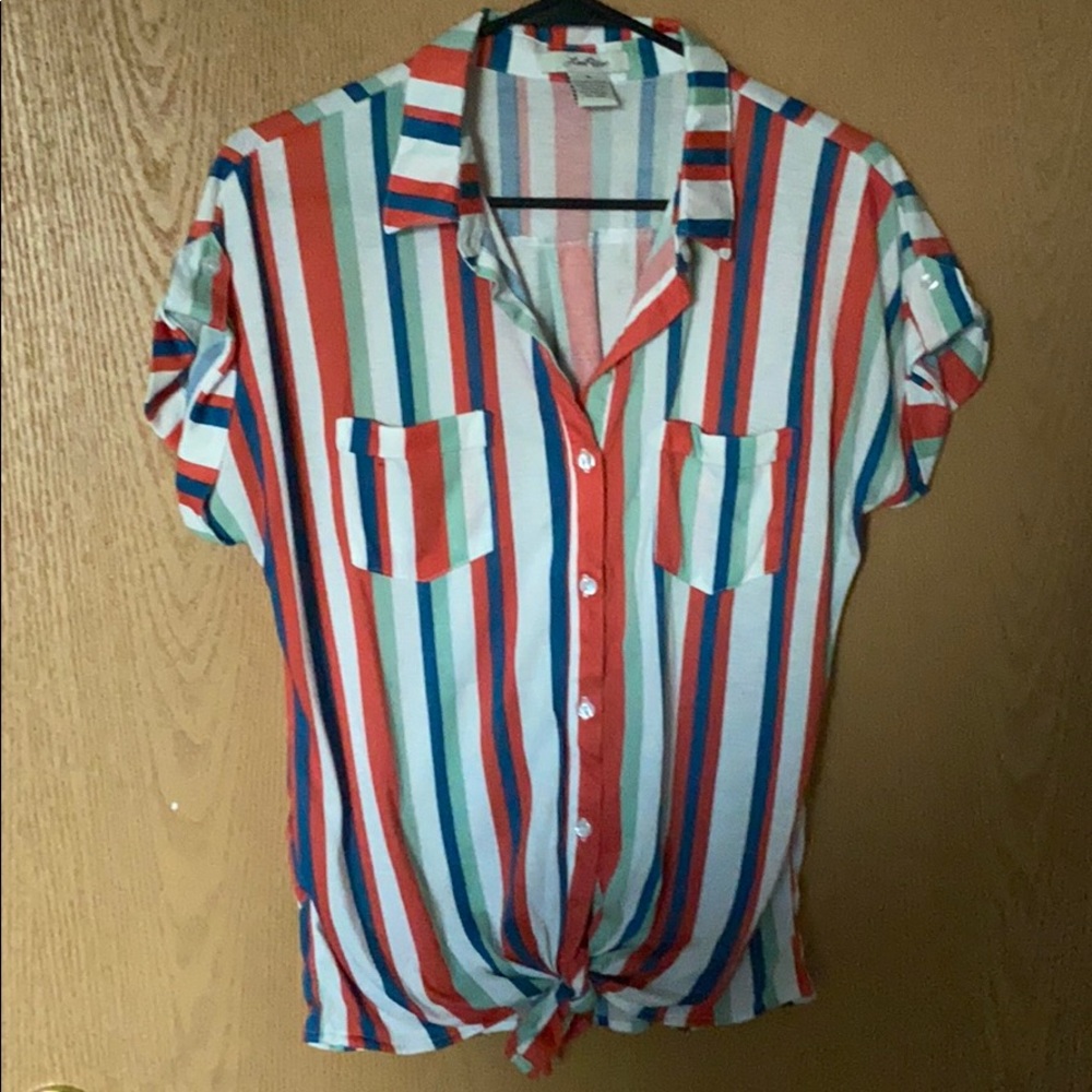 Love potion striped button up shirt